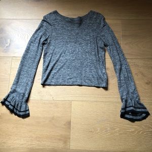 Gray long sleeve shirt with ruffle sleeves- Zara